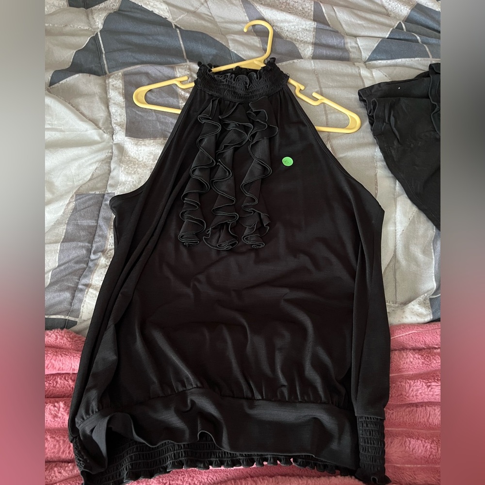 Black Ruffled Halter Top